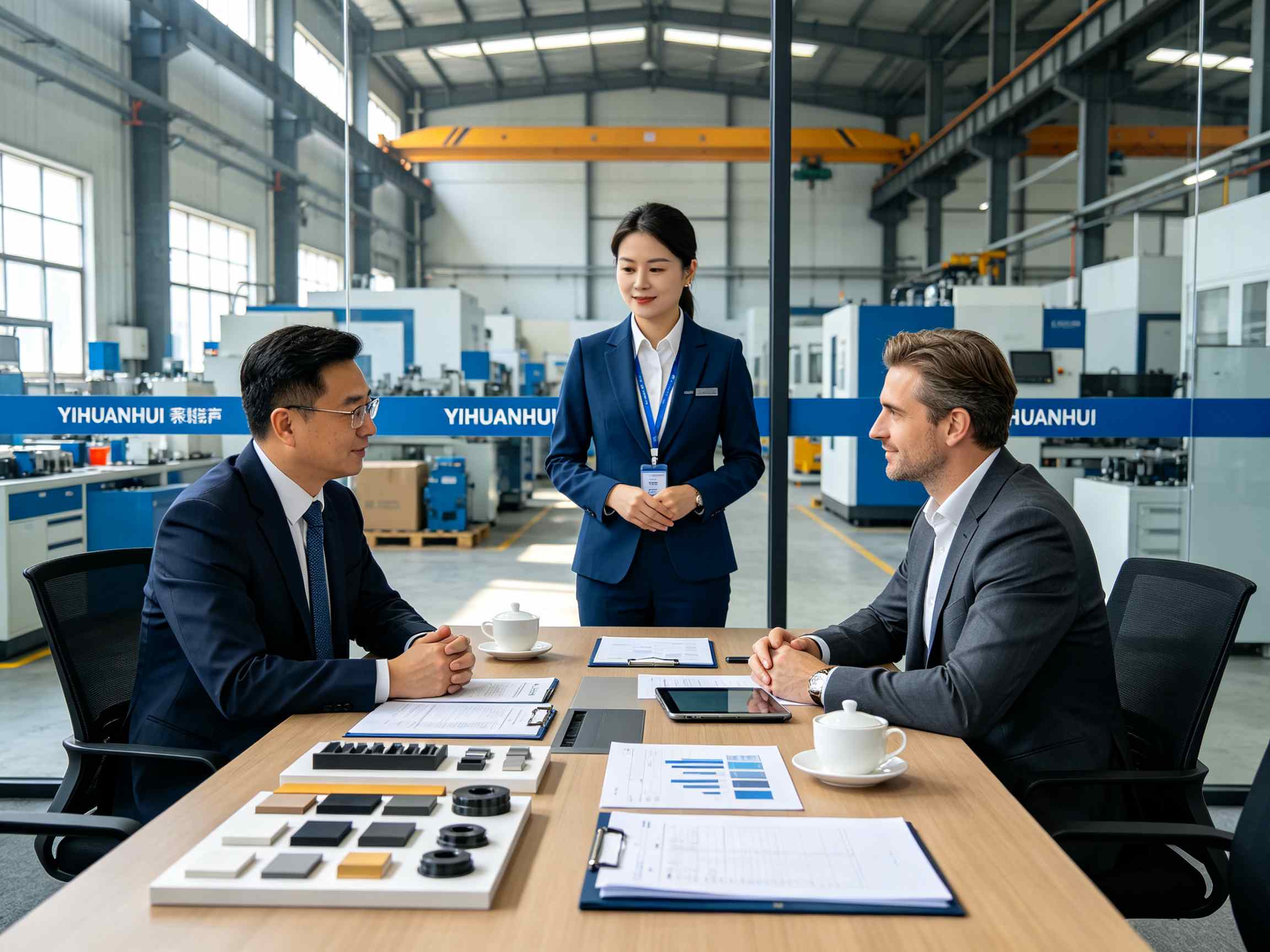 YIHUANHUI local agent mediating business negotiation between overseas SME buyer and Chinese factory owner